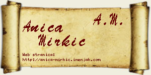 Anica Mirkić vizit kartica
